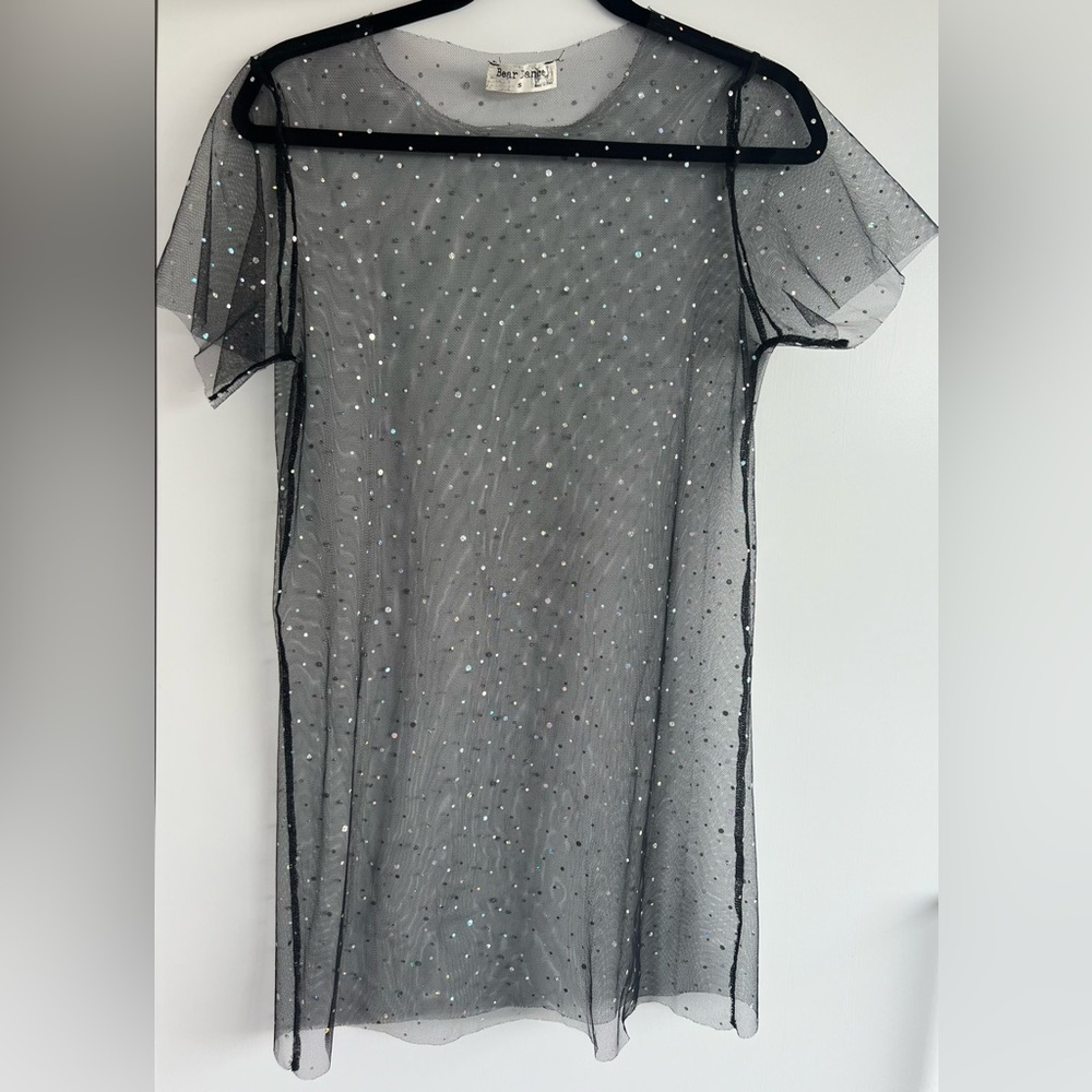 Bear Dance Shear Mesh Glitter & Bedazzled See Through Dress